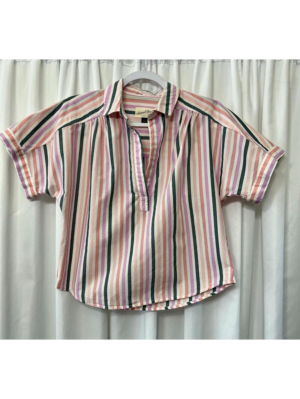 Universal Thread Women's Cropped Striped Top Pink & White S Lightweight & Casual